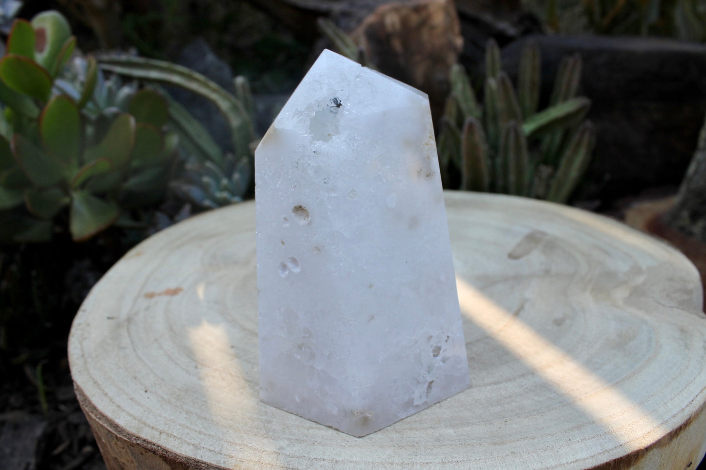 Clear quartz geode tower