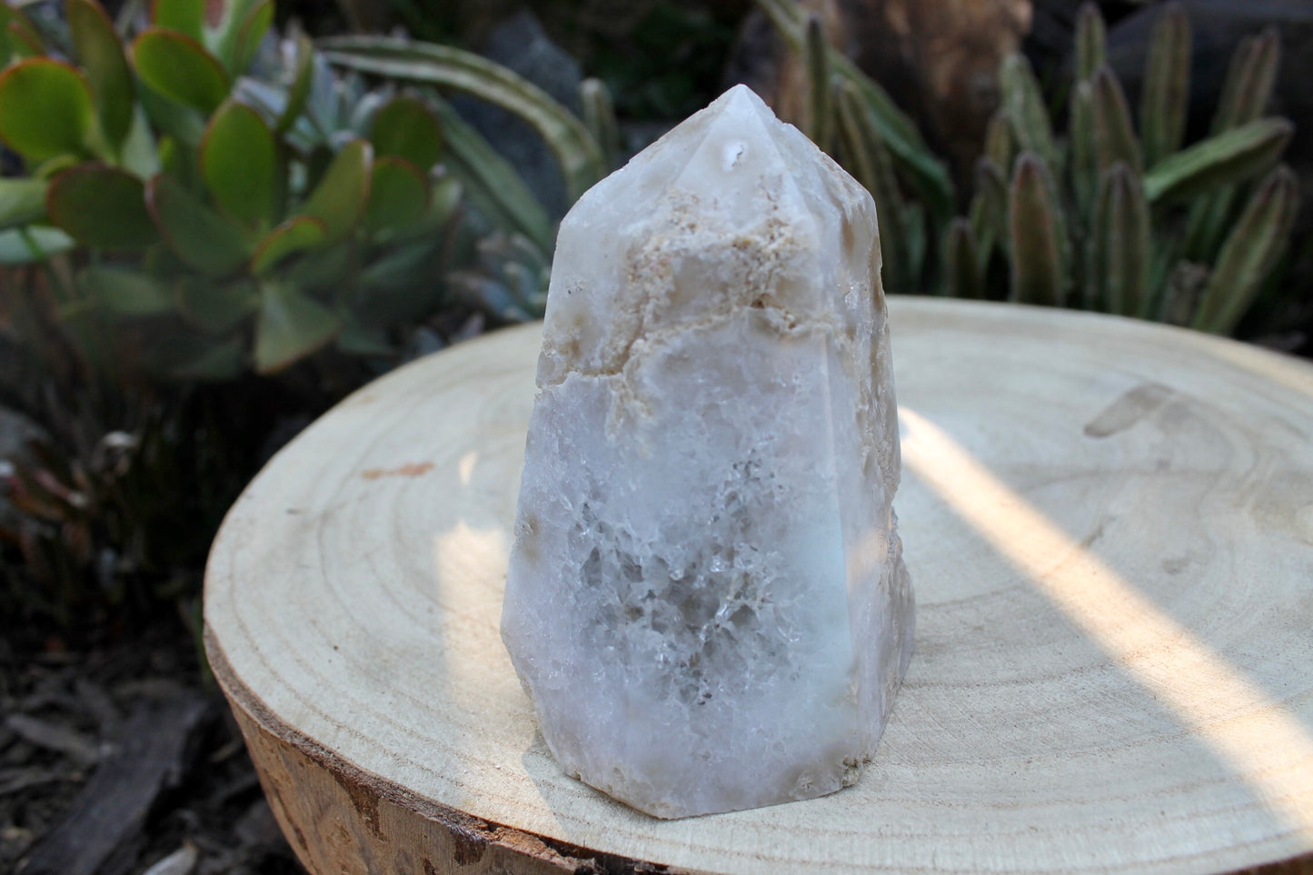Clear quartz geode tower