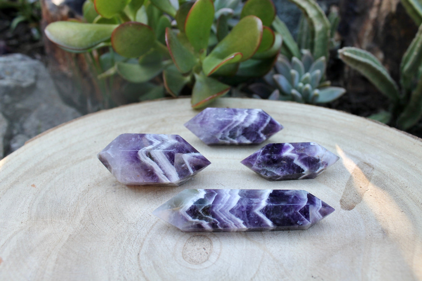 Chevron amethyst crystal double point