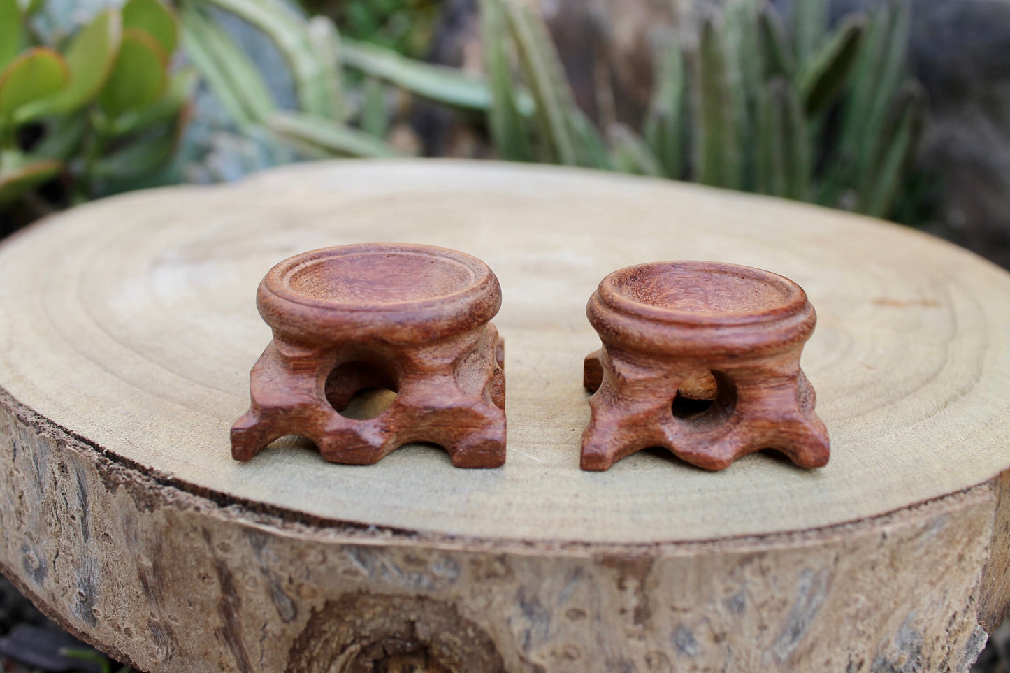 Wooden crystal sphere stand