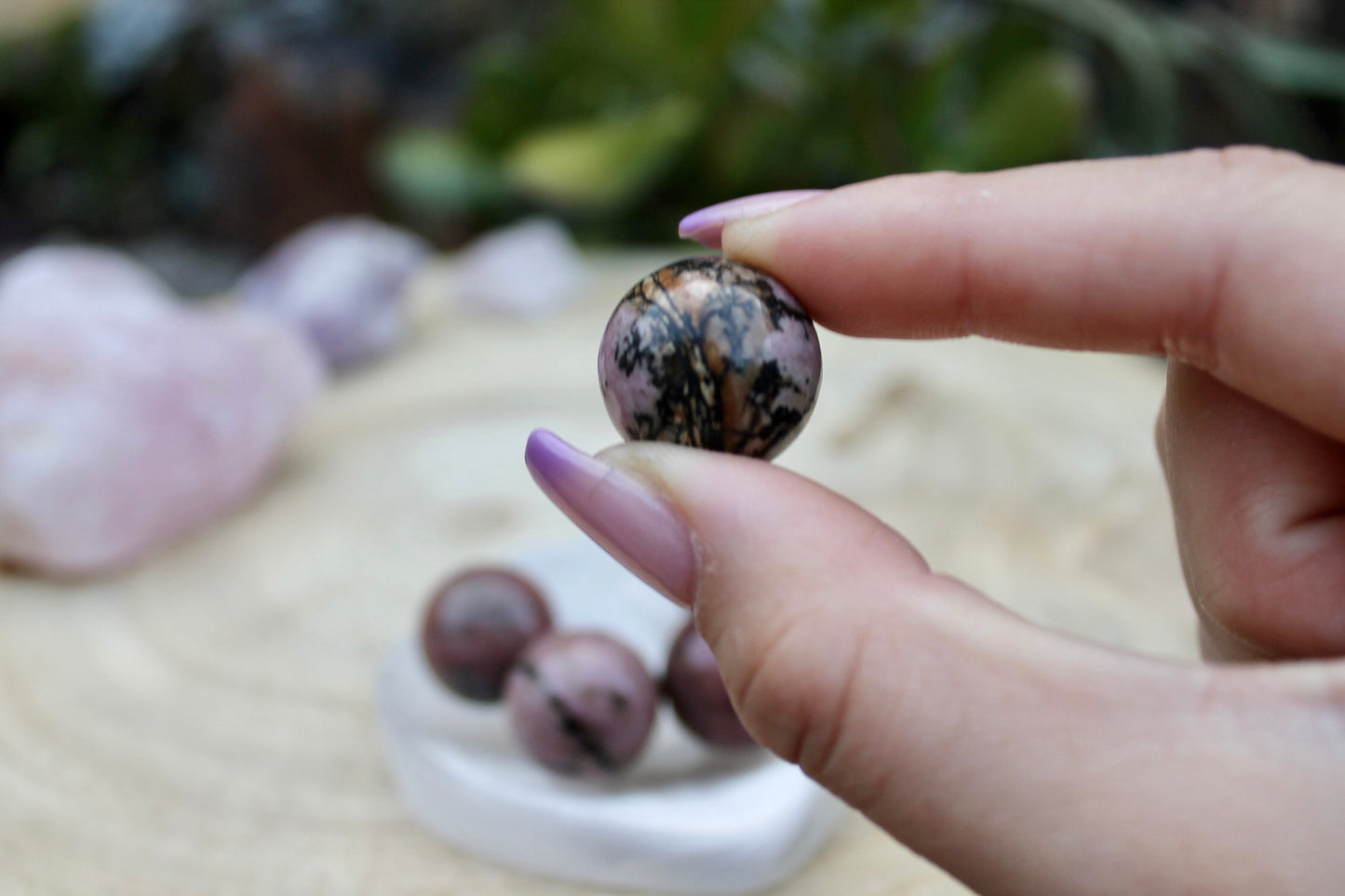 Rhodonite crystal sphere