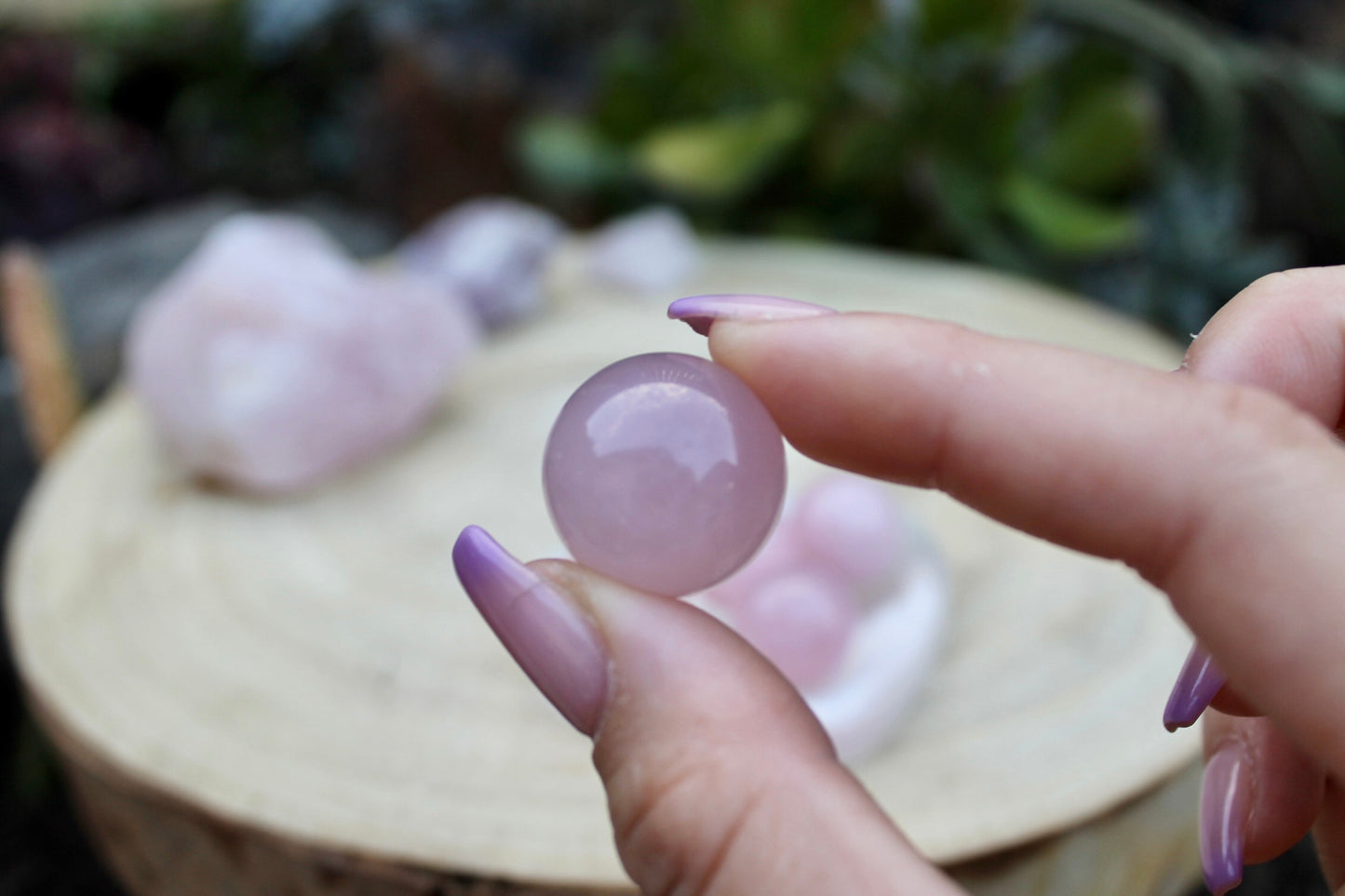 Rose quartz crystal sphere
