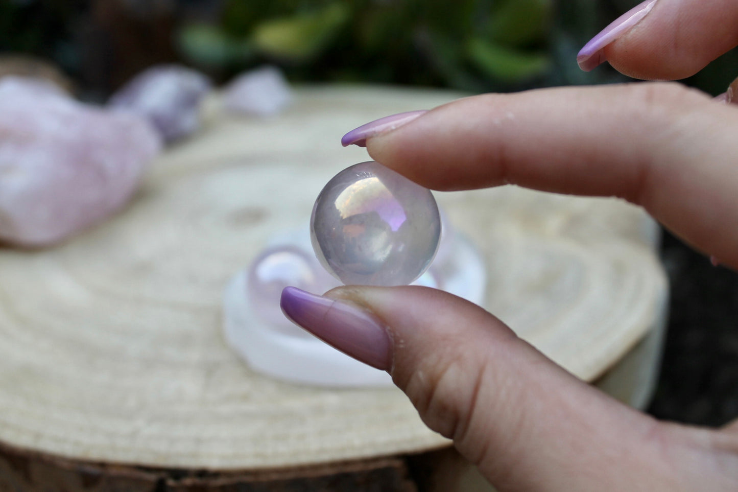 Rose aura crystal sphere