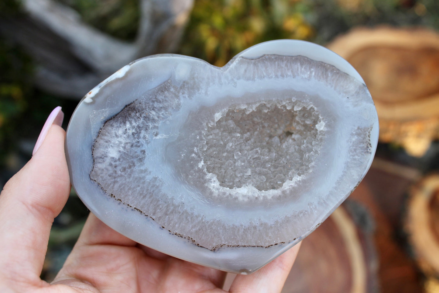 Druzy agate crystal heart