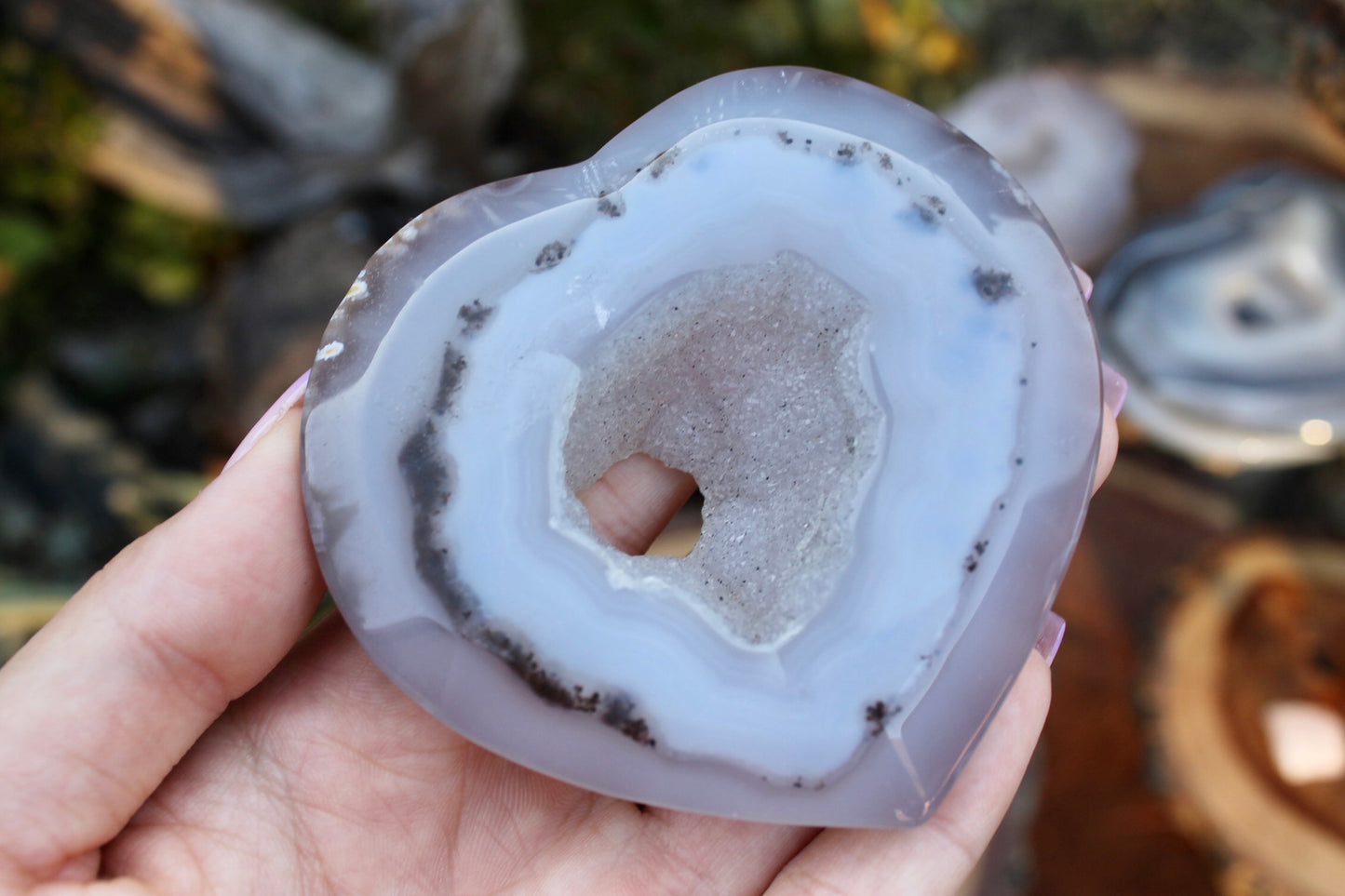 Druzy agate crystal heart
