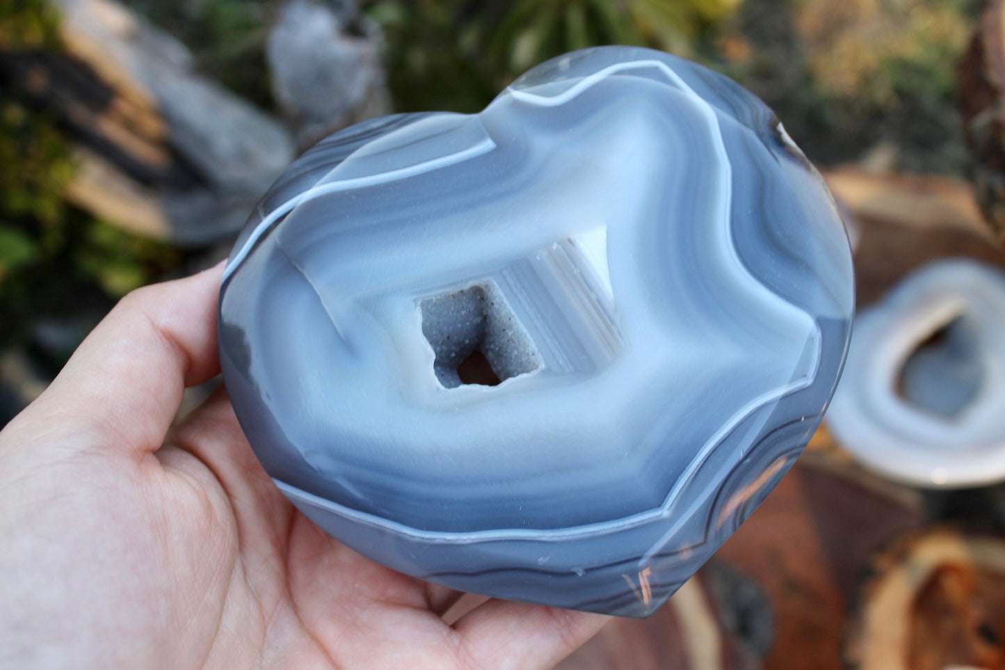 Druzy agate crystal heart