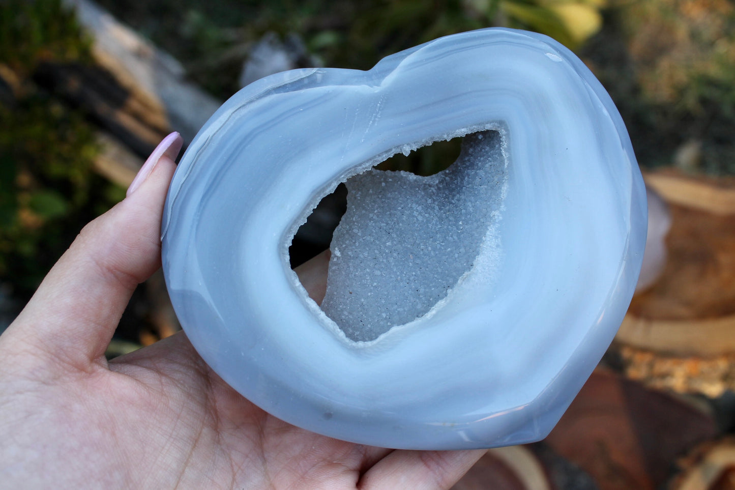 Druzy agate crystal heart