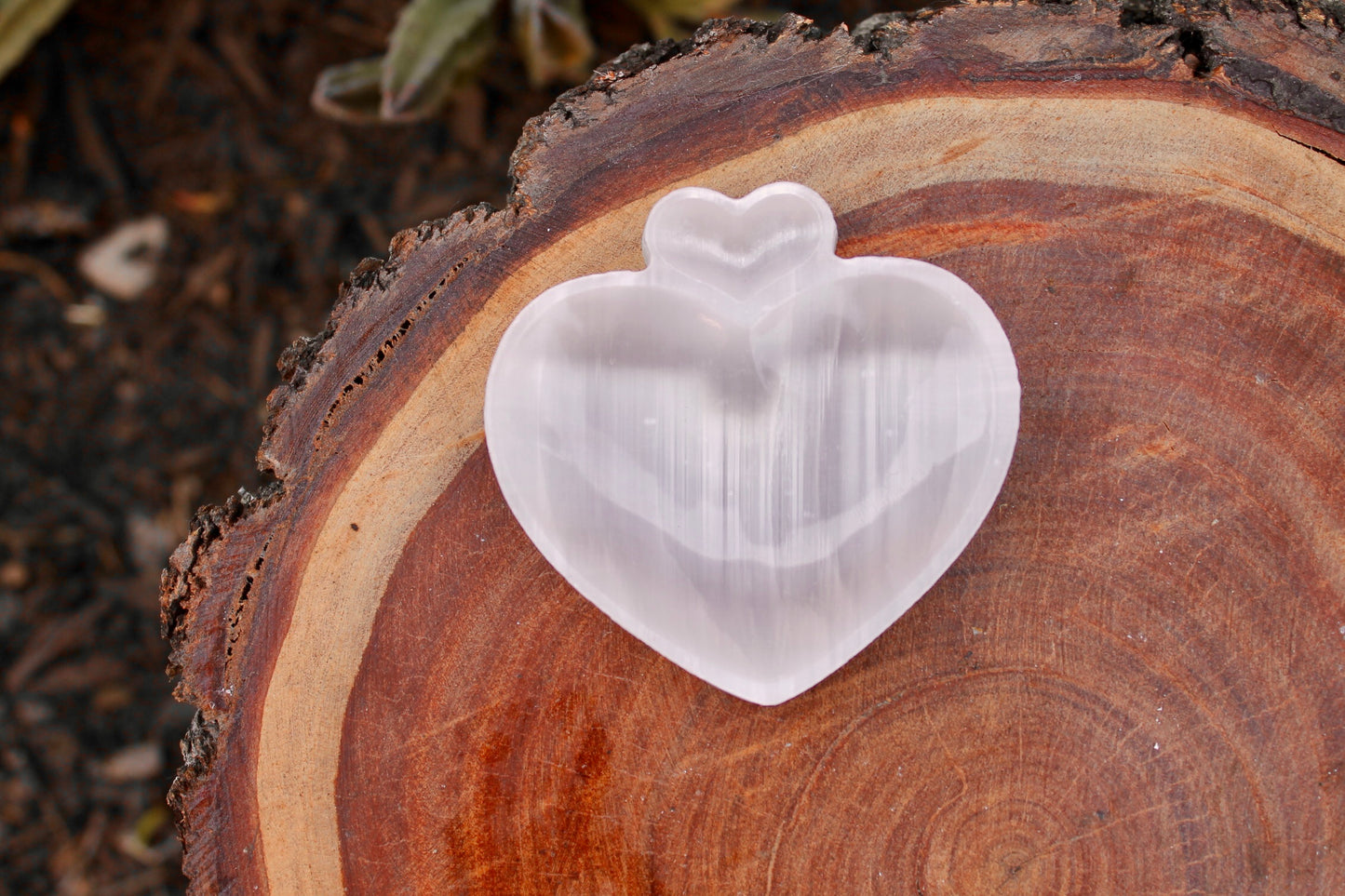 Selenite crystal heart bowls