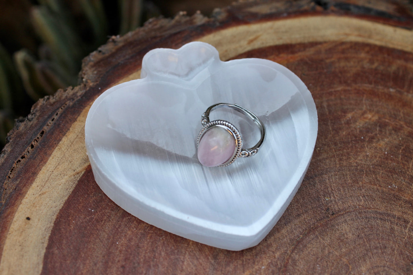 Selenite crystal heart bowls