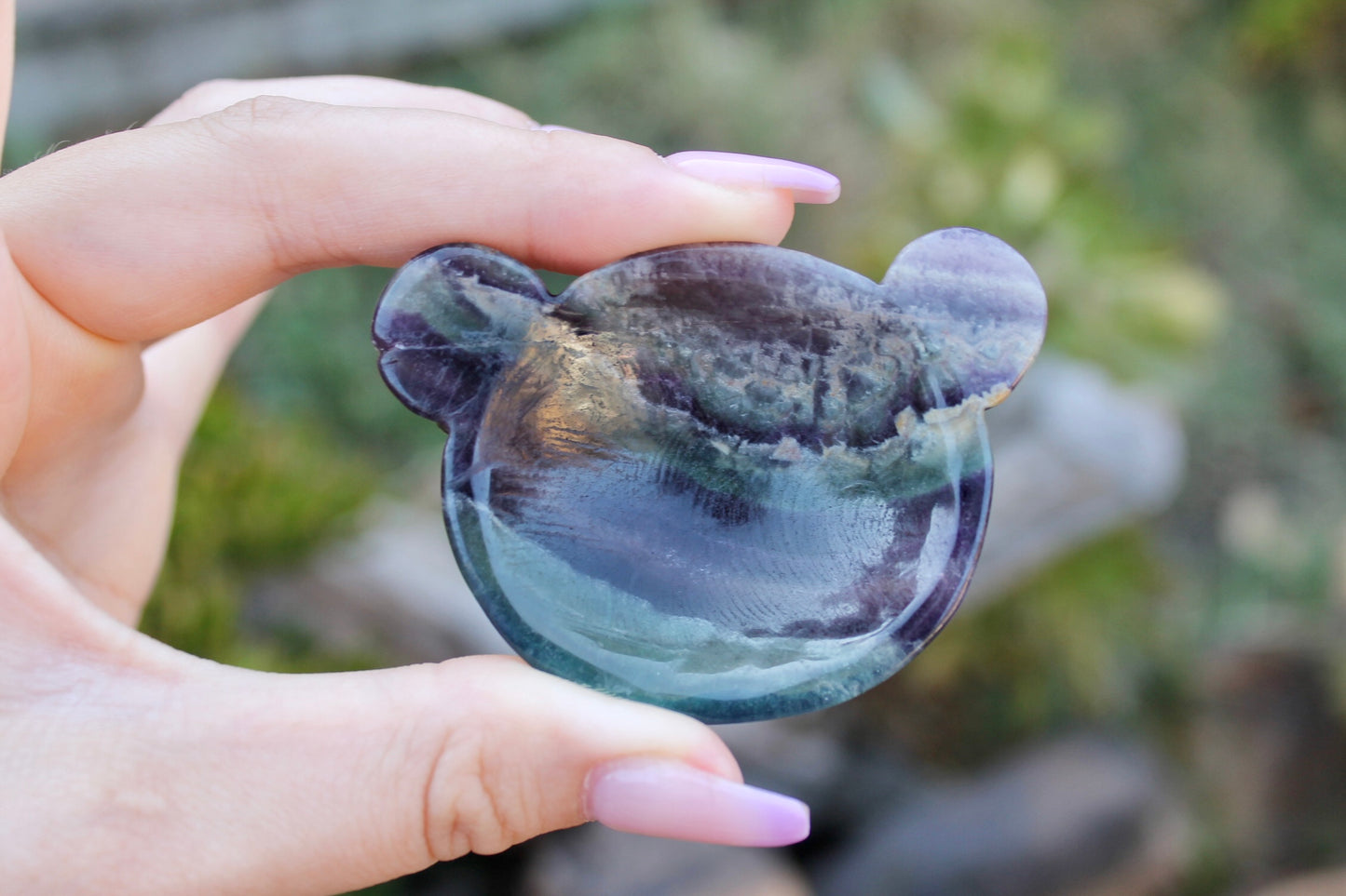Fluorite crystal bear bowls