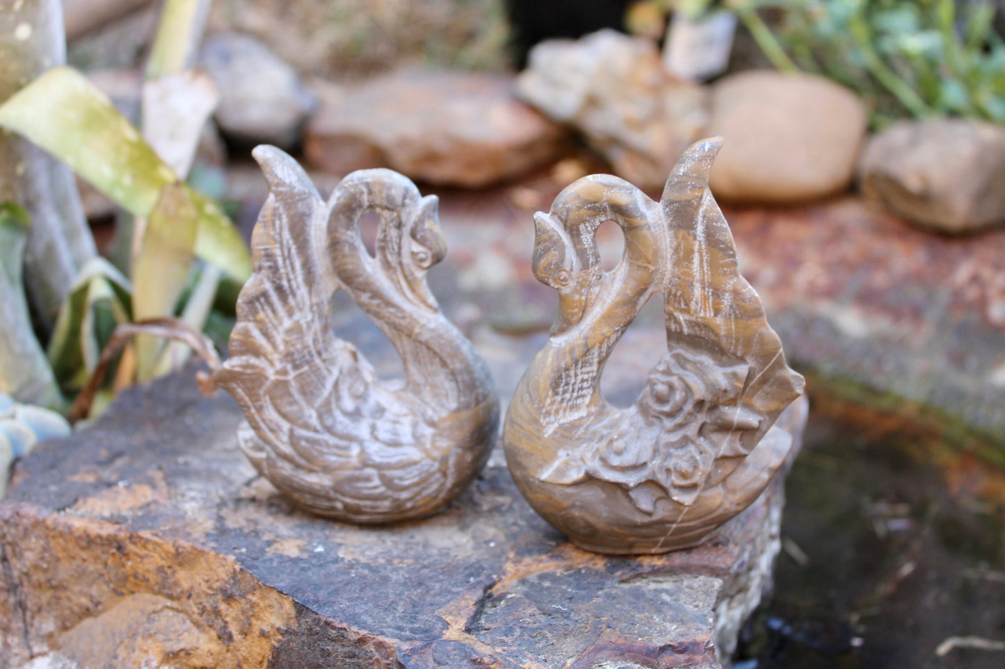 Calligraphy stone swan bird