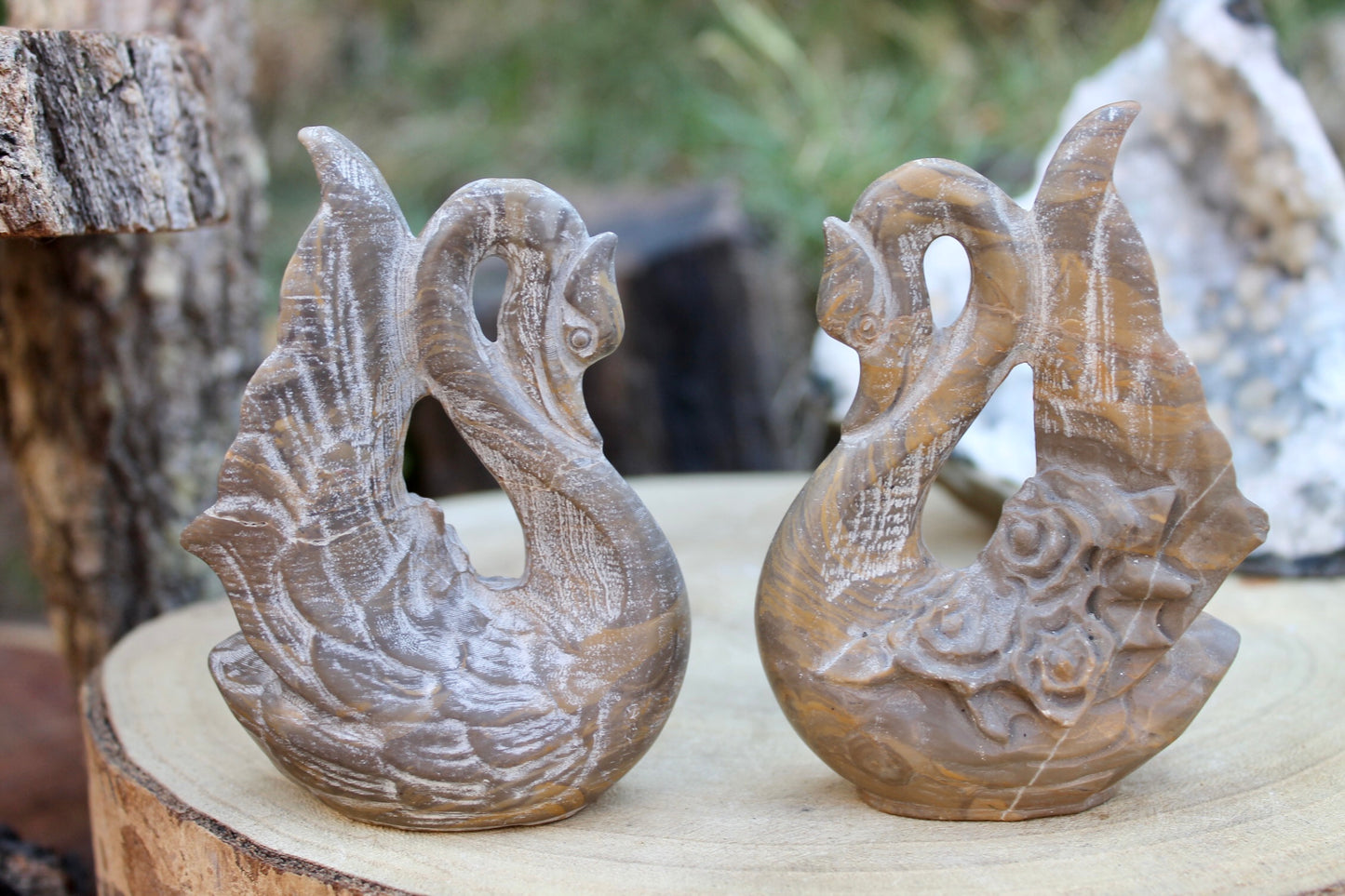 Calligraphy stone swan bird