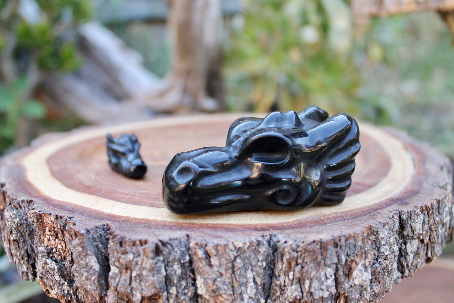 Obsidian crystal dragon head
