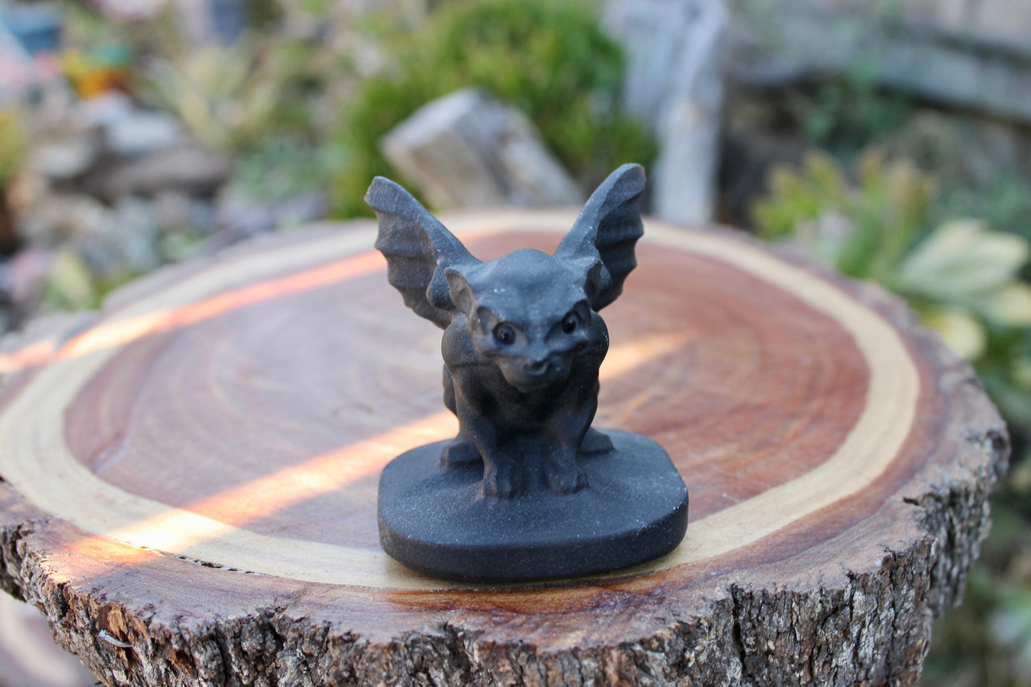 Obsidian crystal gargoyle
