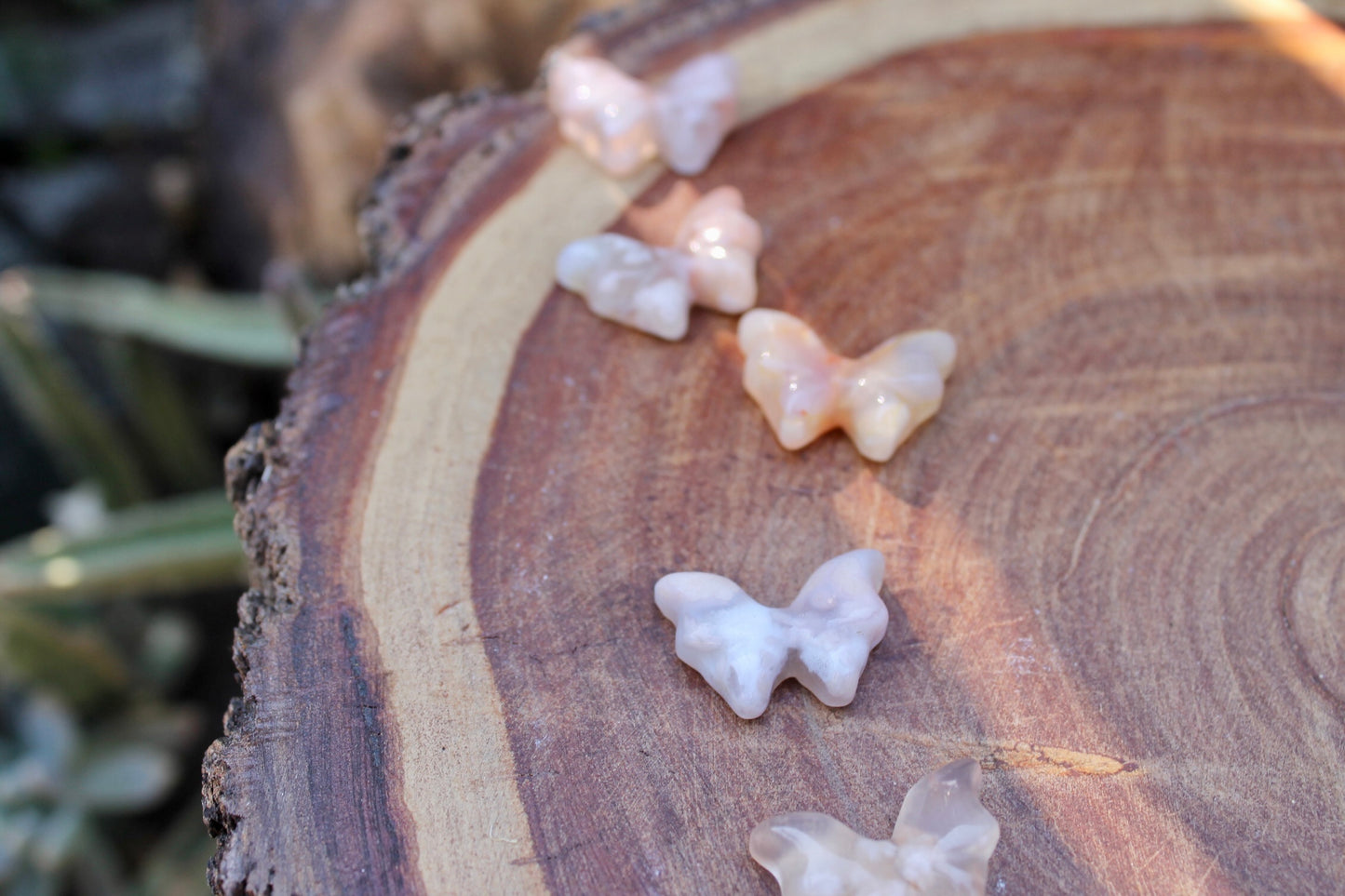 Flower agate crystal butterflies