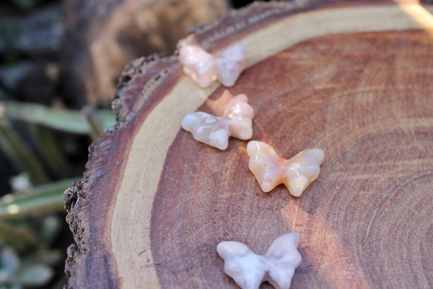 Flower agate crystal butterflies