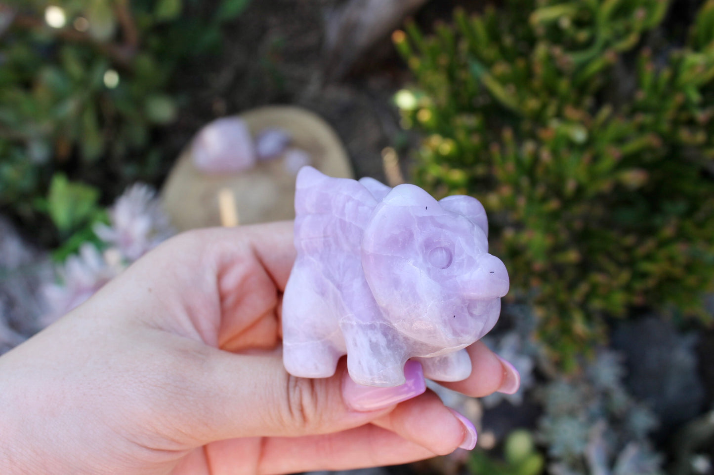Lepidolite crystal flying pig