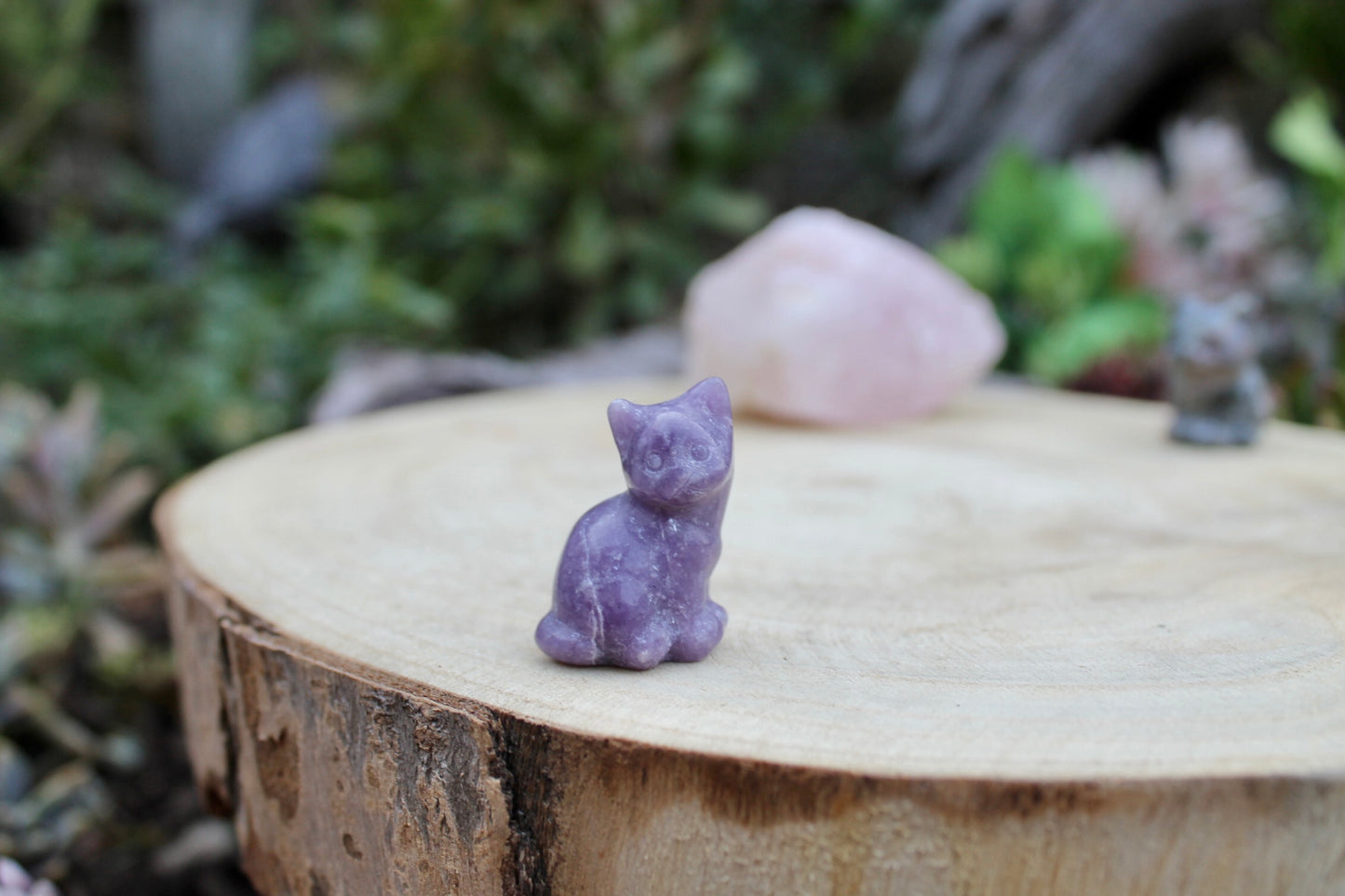 Lepidolite crystal cat