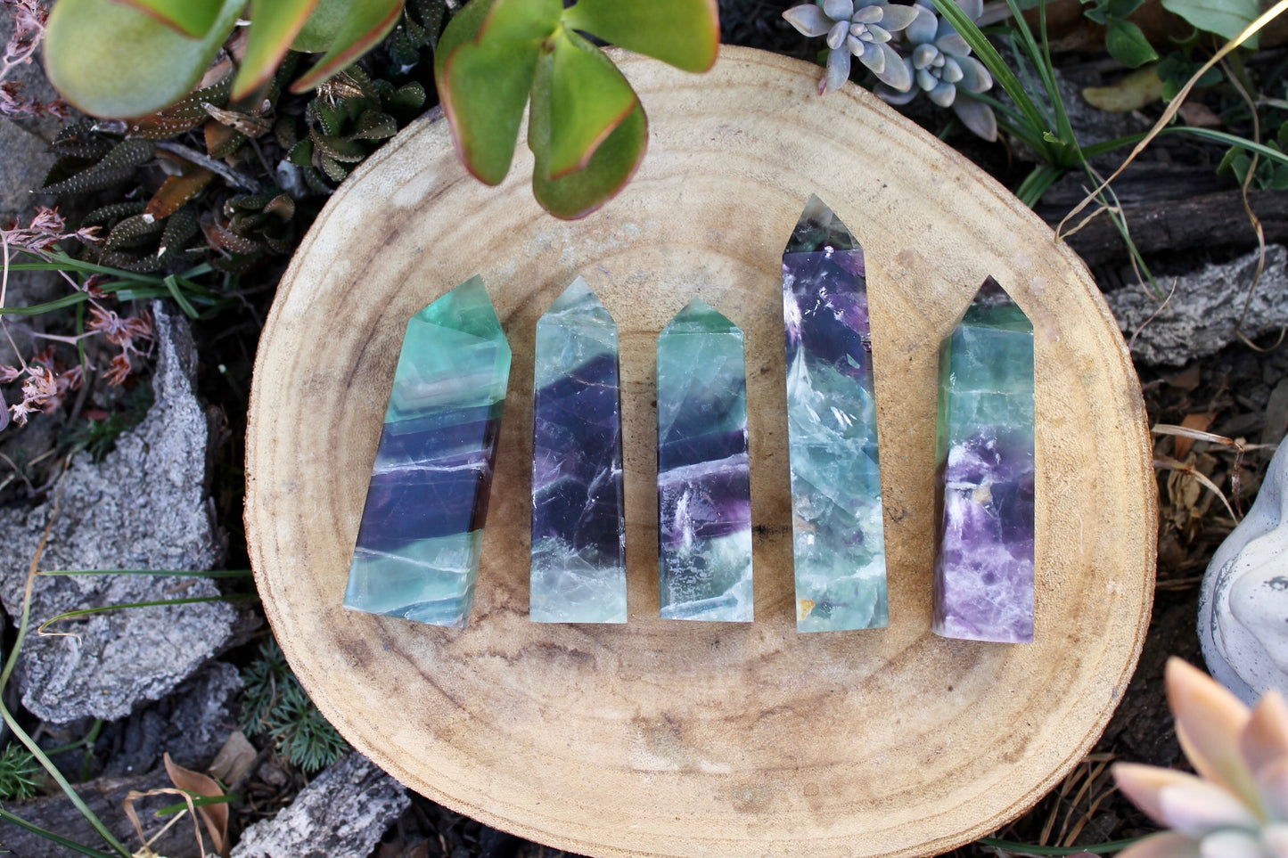Snowflake fluorite crystal points