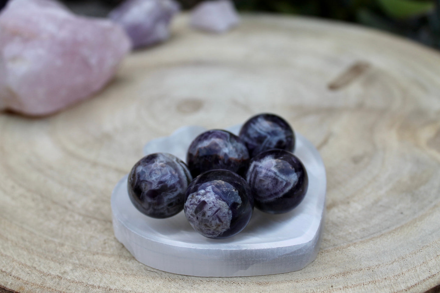 Chevron amethyst crystal sphere