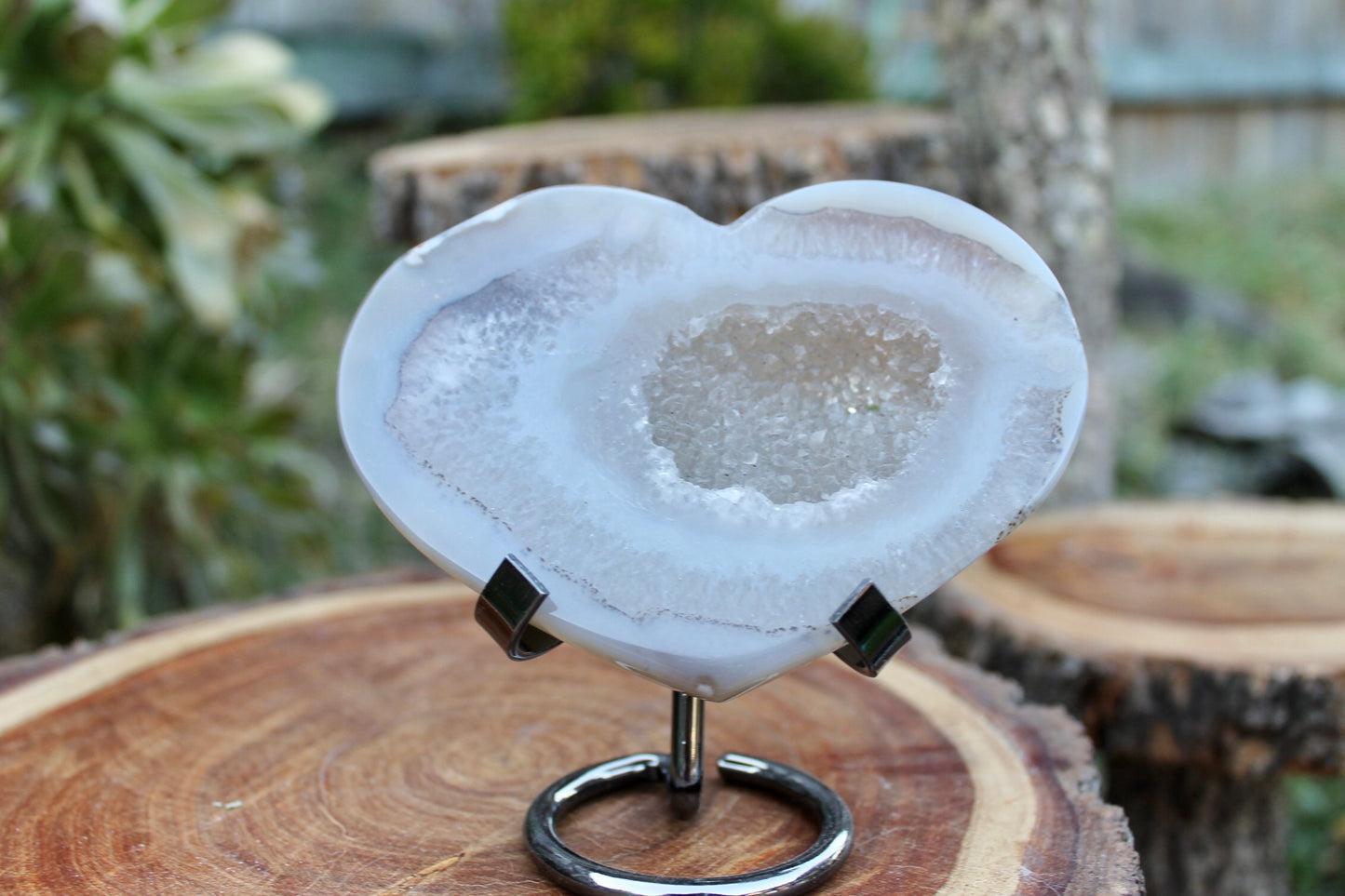 Druzy agate crystal heart