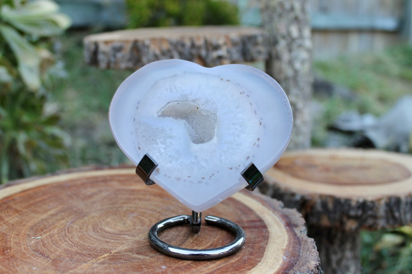 Druzy agate crystal heart