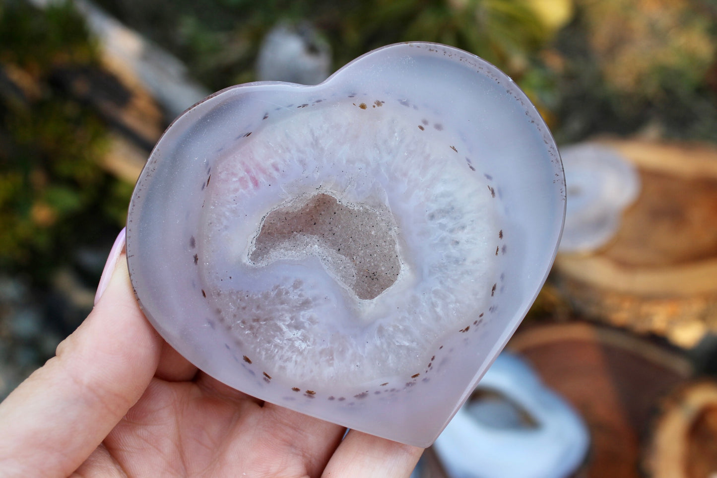 Druzy agate crystal heart