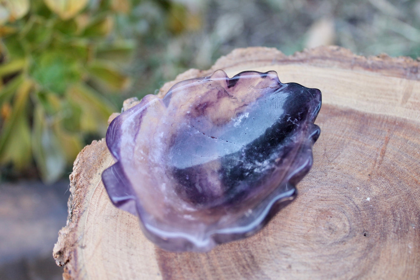 Fluorite crystal leaf bowls