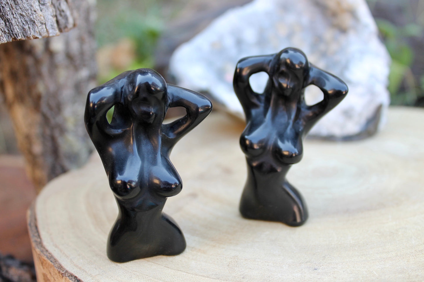 Obsidian crystal woman body